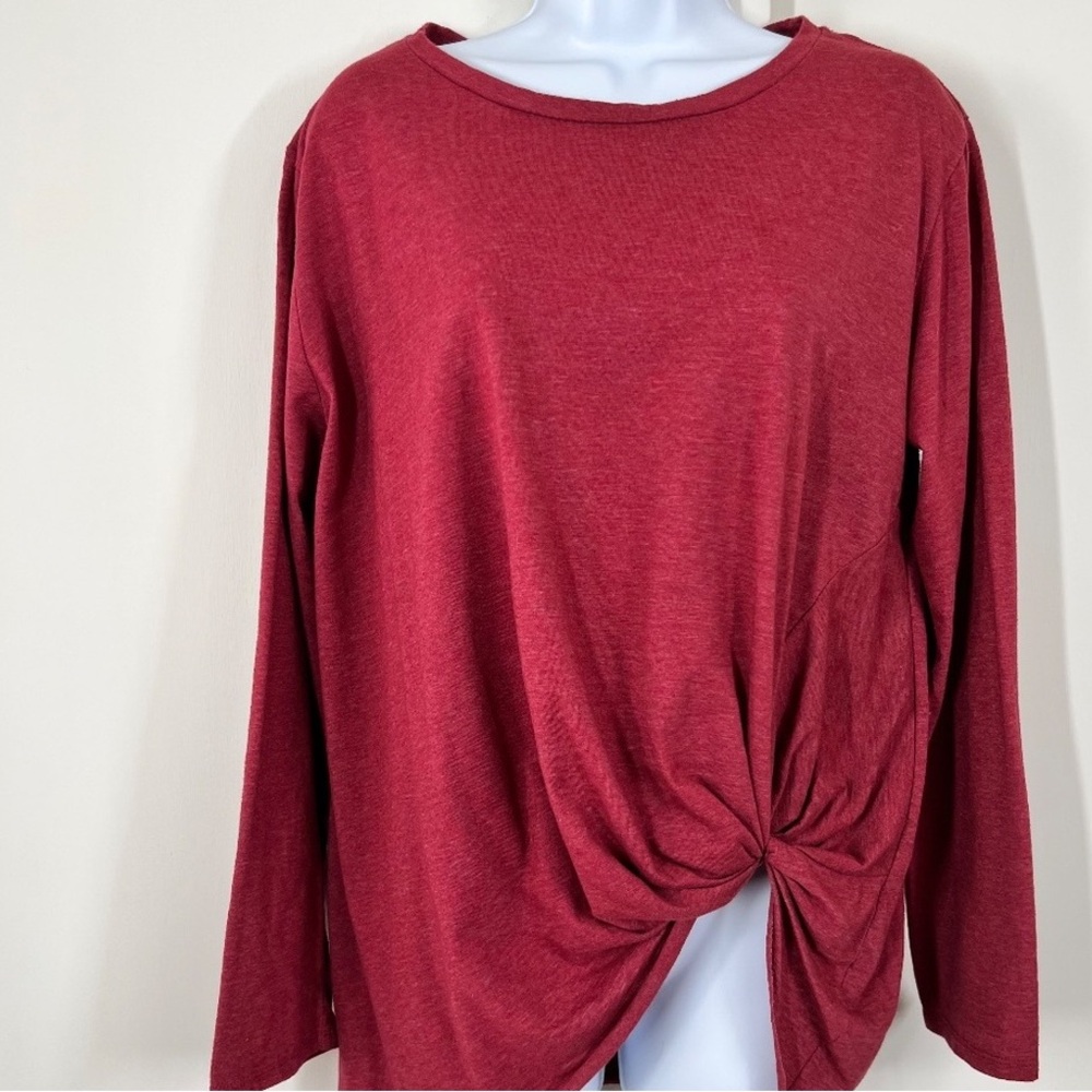 Women's Twist-Knot Long Sleeve Tee - Red